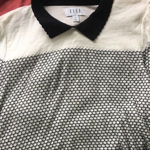 Elle collared shirt with honeycomb like texture